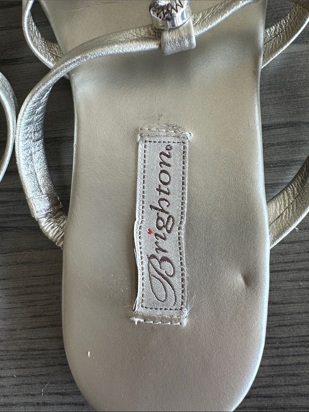 Brighton Champagne Metallic T-Strap Jeweled Sandals - Women's - Picture 2 of 3